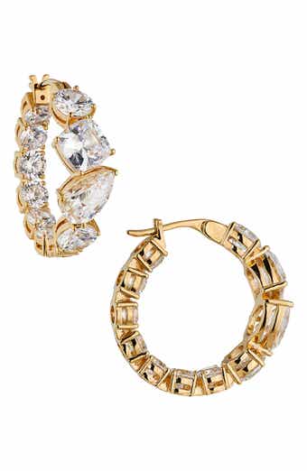Chunky Cubic Zirconia Inside Out Hoop Earrings