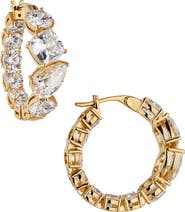 Nadri Chunky Cubic Zirconia Inside Out Hoop Earrings