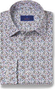 David Donahue Floral Print Sport Shirt