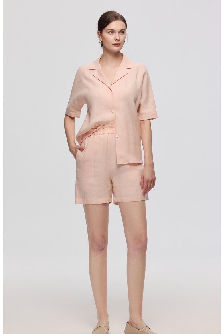 Hemp Pull-on Shorts, Alternate, color, Peach