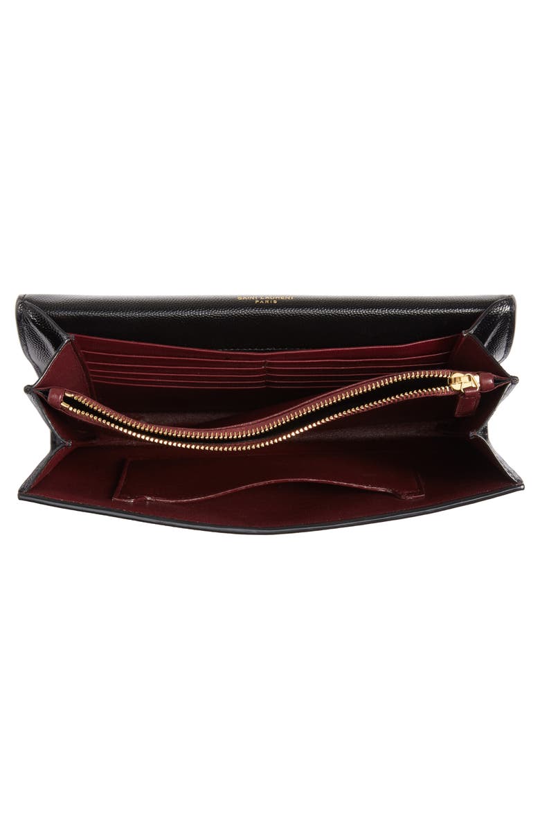 Saint Laurent Cassandra Leather Wallet on a Chain, Alternate, color,