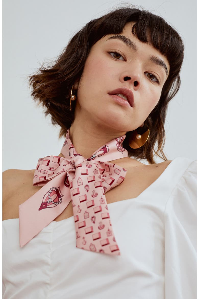 Amora Skinny Silk Scarf, Alternate, color, BLUSH