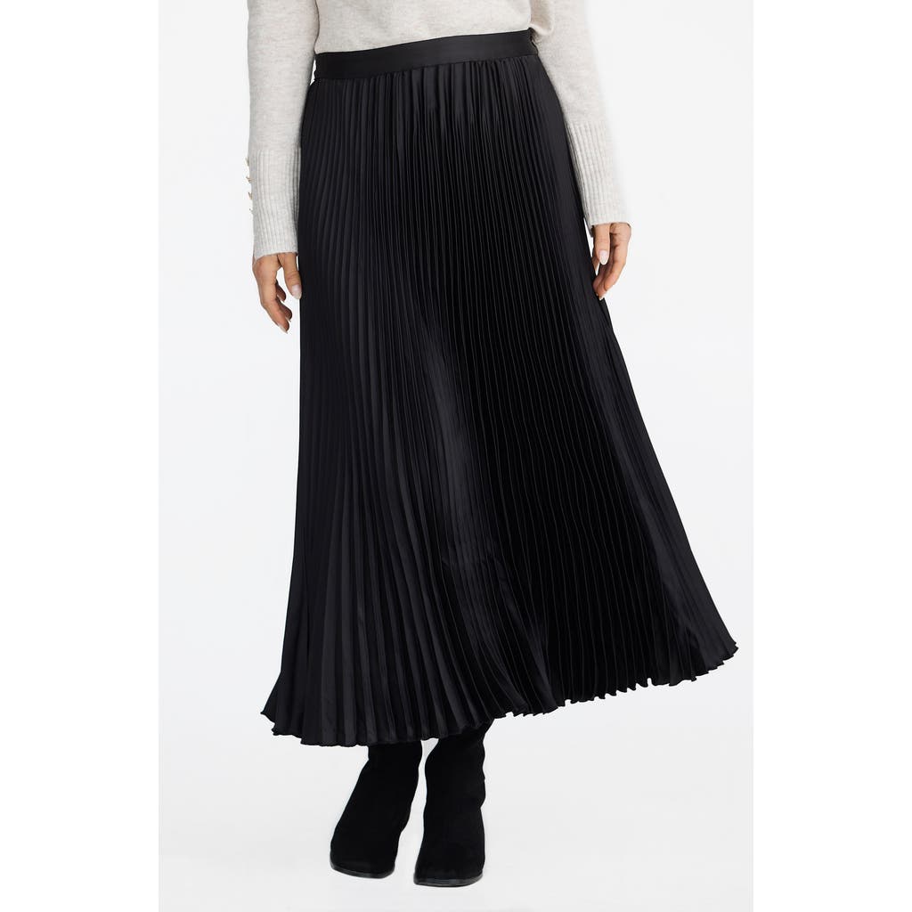 Brave+True Identity Pleated Satin Skirt in Black  product