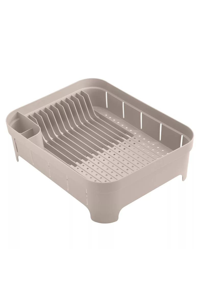Compact Freestanding Plastic Kitchen Dish Drying Rack, Main, color, Beige