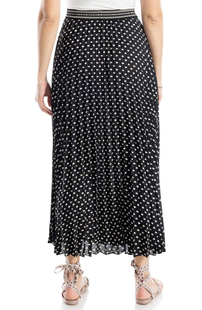 MAX STUDIO Pleated Maxi Skirt, Alternate, color, Black/ Ecru/ Khaki Shadow
