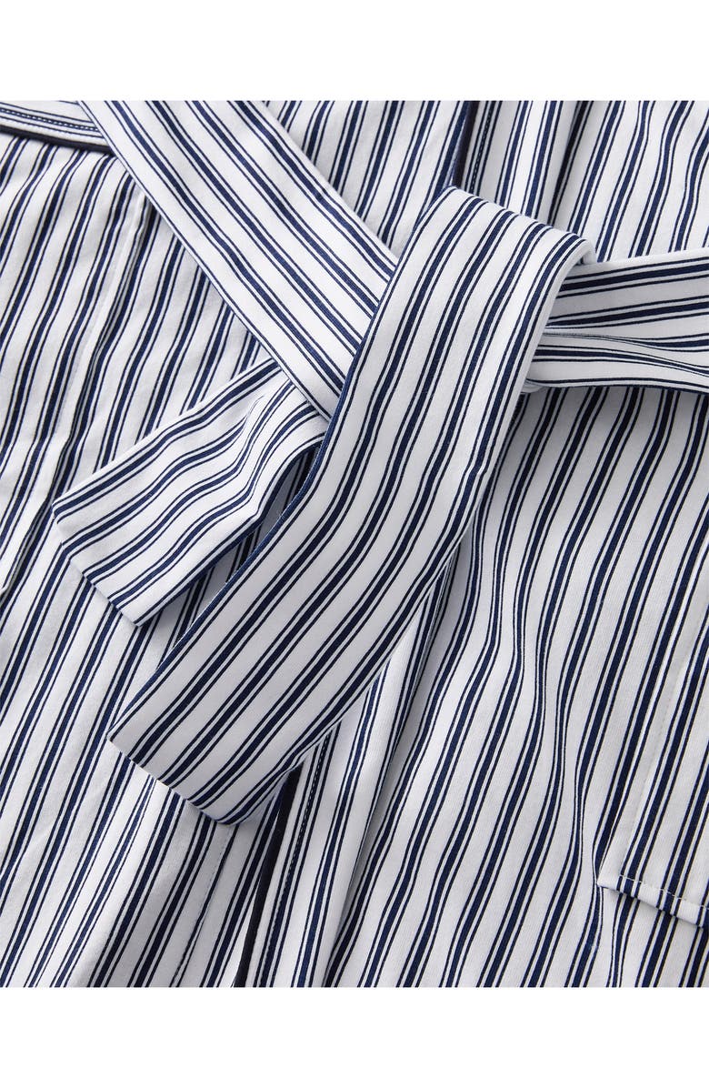 Petite Plume Stripe Woven Pima Cotton Robe, Alternate, color, Navy
