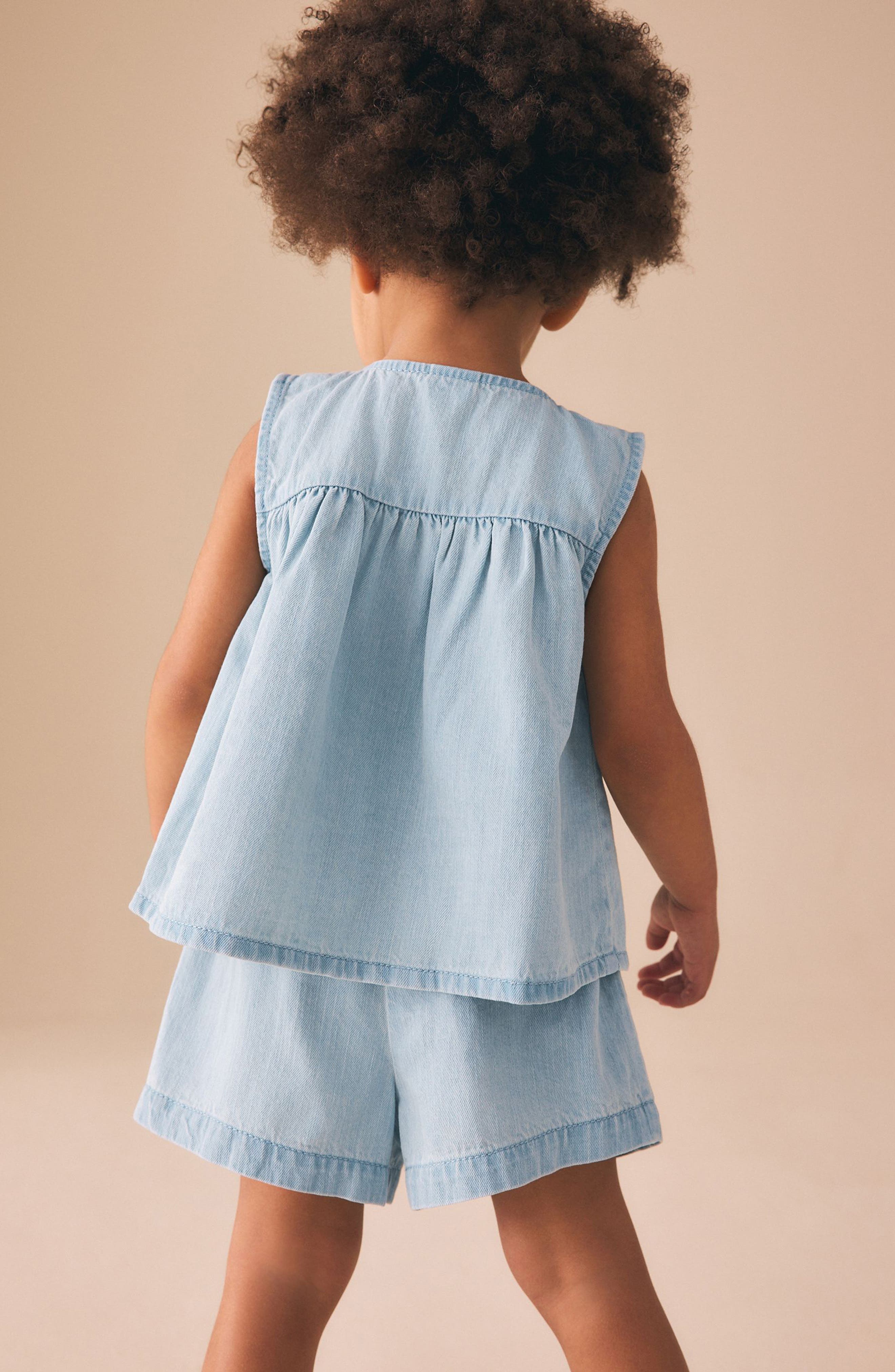 Детские NEXT Kids' Denim Babydoll Top & Shorts Set — фото 6