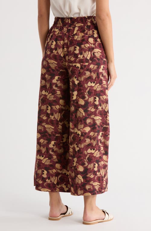 Democracy Skyrise Print Crop Wide Leg Pants In Brown