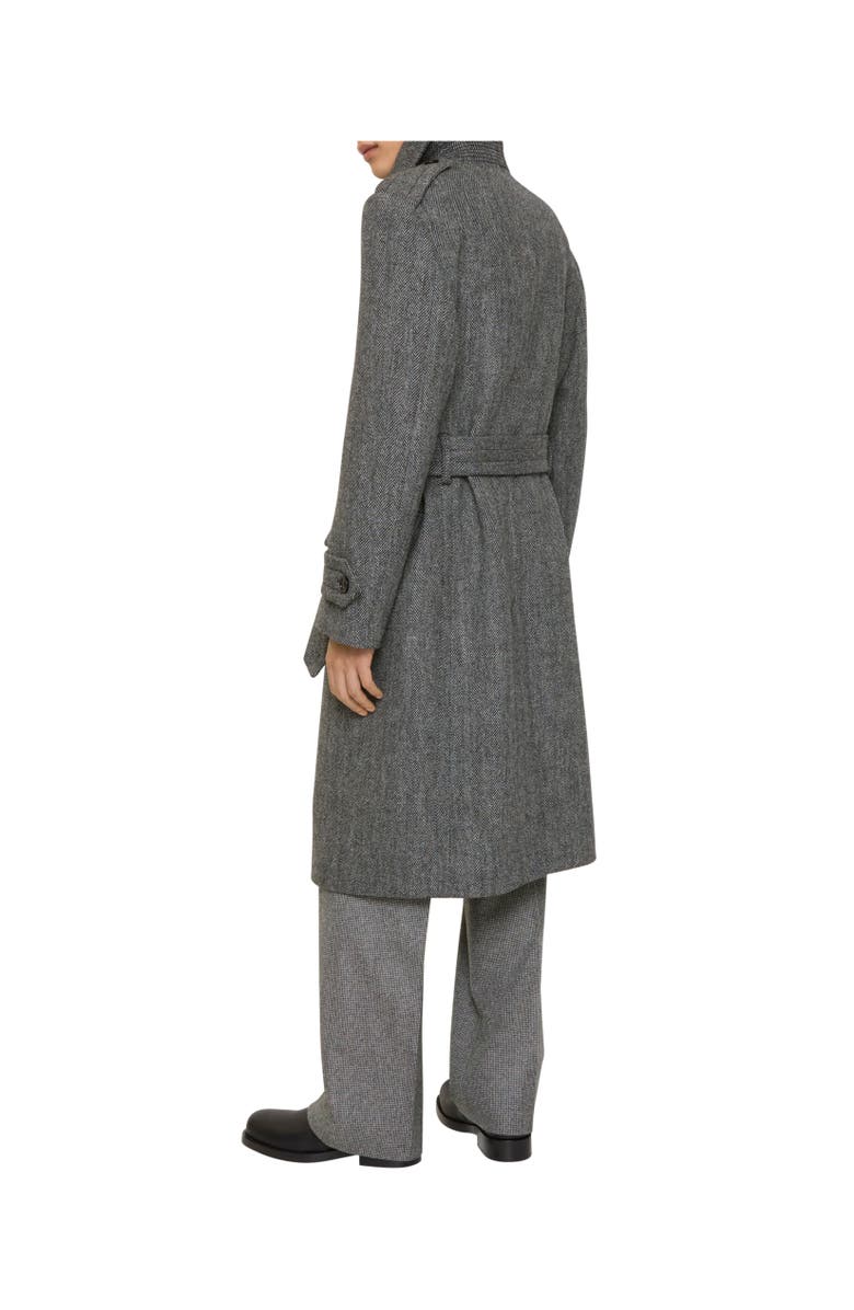 Burberry Long Herringbone Wool Trench Coat, Alternate, color, Coal Grey/Light Thistle Grey