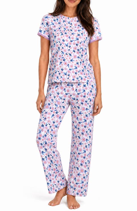 Lace Trim Floral Pajama Top