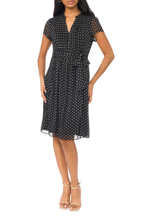 Pintucked Cap Sleeve Shirtdress
