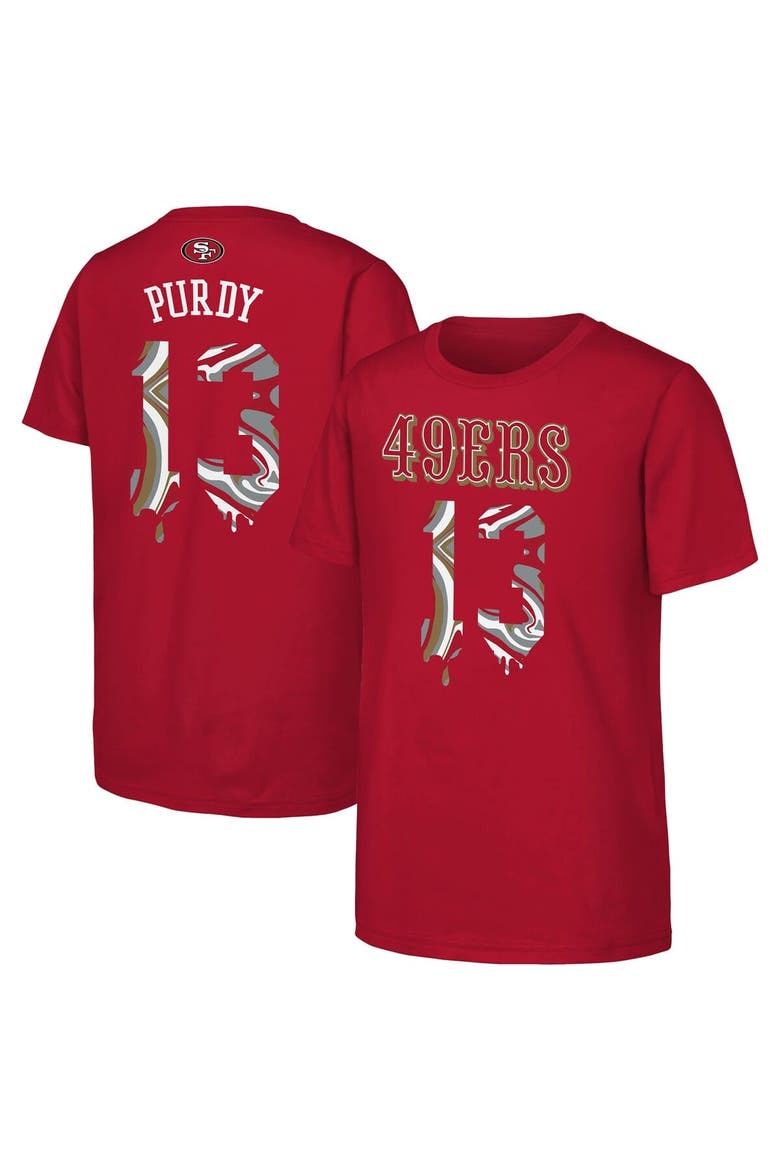 Youth Outerstuff Brock Purdy Scarlet San Francisco 49ers Mainliner Drip Player Name & Number T-Shirt, Main, color, Scarlet