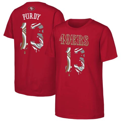 Youth Outerstuff Brock Purdy Scarlet San Francisco 49ers Mainliner Drip Player Name 
Number T-Shirt