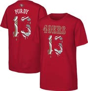 Outerstuff Youth Outerstuff Brock Purdy Scarlet San Francisco 49ers Mainliner Drip Player Name & Number T-Shirt