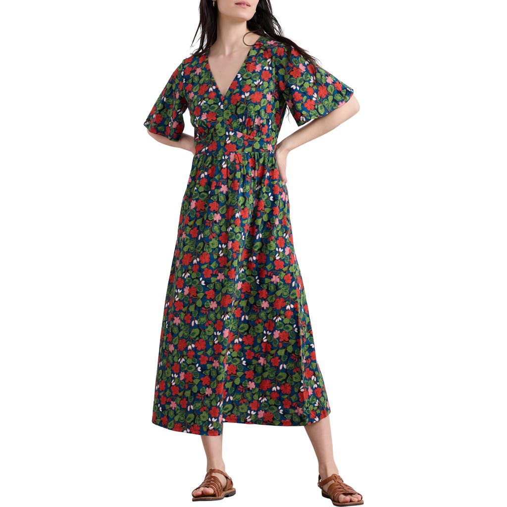 Seasalt Cornwall Chateaux Floral Print Organic Cotton Midi Dress In Multi
