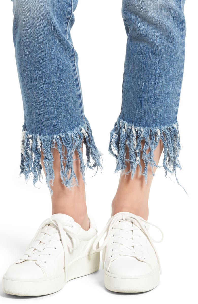 Sun & Shadow Fringe Cuff Crop Jeans, Alternate, color, 