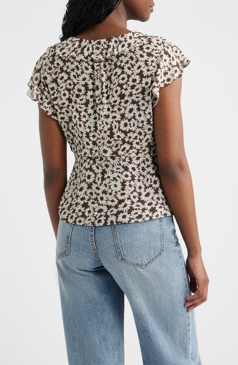 Rails Carmine Floral Flutter Sleeve Top, Alternate, color, Espresso Daisy