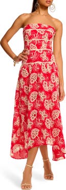 Ramy Brook Blanca Embroidered Strapless Cotton Dress