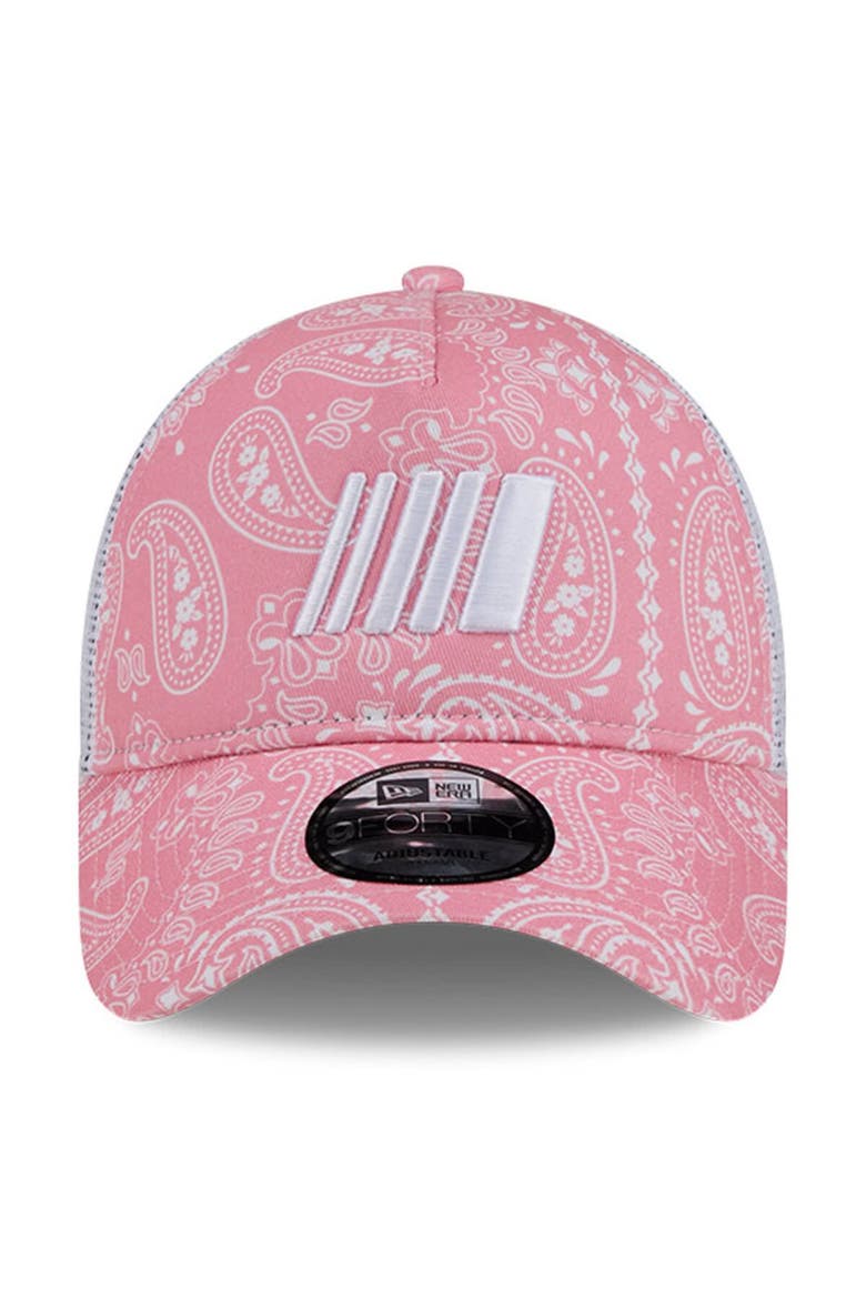 Men's New Era  Pink 9FORTY A-Frame Trucker Paisley Adjustable Hat, Alternate, color, Pink