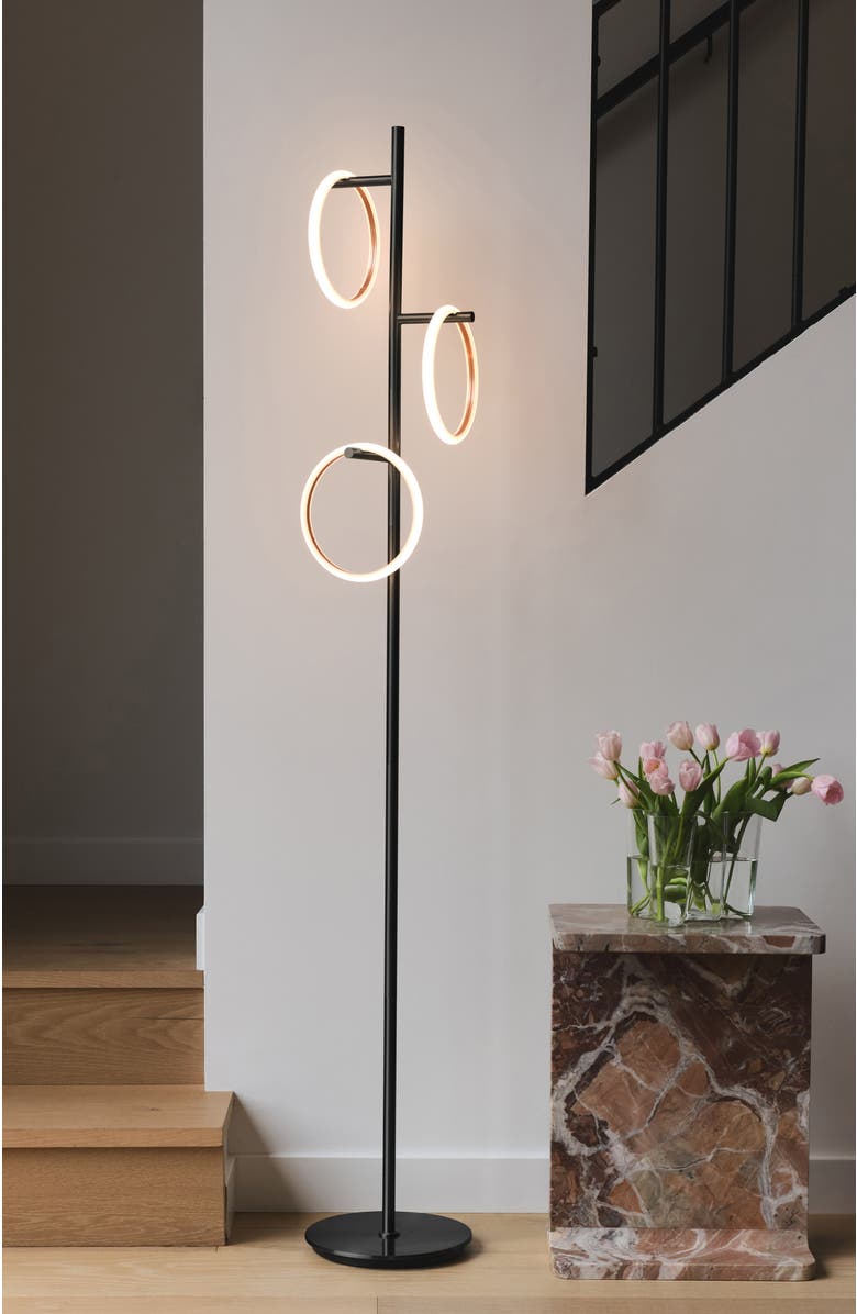 Brightech Saturn 66" LED Modern Ring Floor Lamp with Detachable Lights, Alternate, color, Classic Black