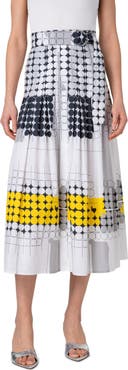 Akris punto Skyscraper Belted Cotton Poplin Midi Skirt
