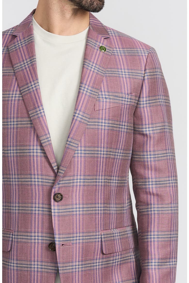 Plaid Wool Blend Sport Coat, Alternate, color, ROSE