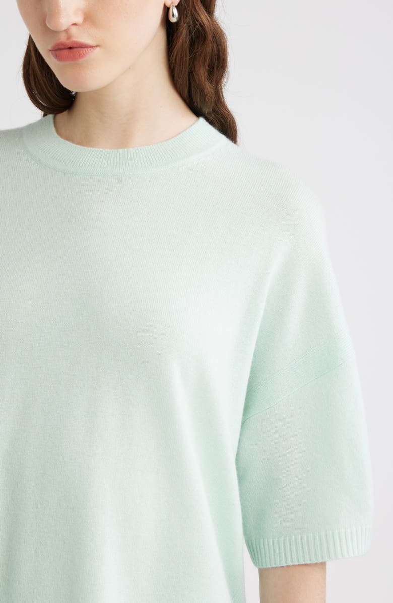 Nordstrom Relaxed Short Sleeve Cashmere Sweater, Alternate, color, Green Joyful