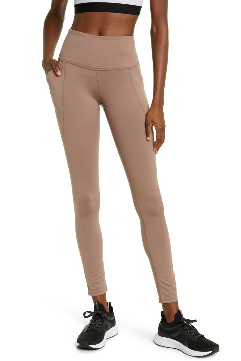 Renew High Waist Pocket Leggings, Main, color, BROWN TAUPE