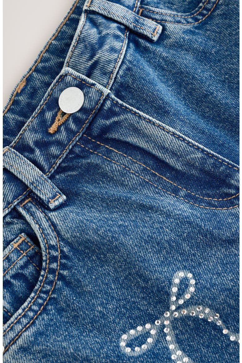 Kids' Sequin Bow Barrel Jeans, Alternate, color, BLUE