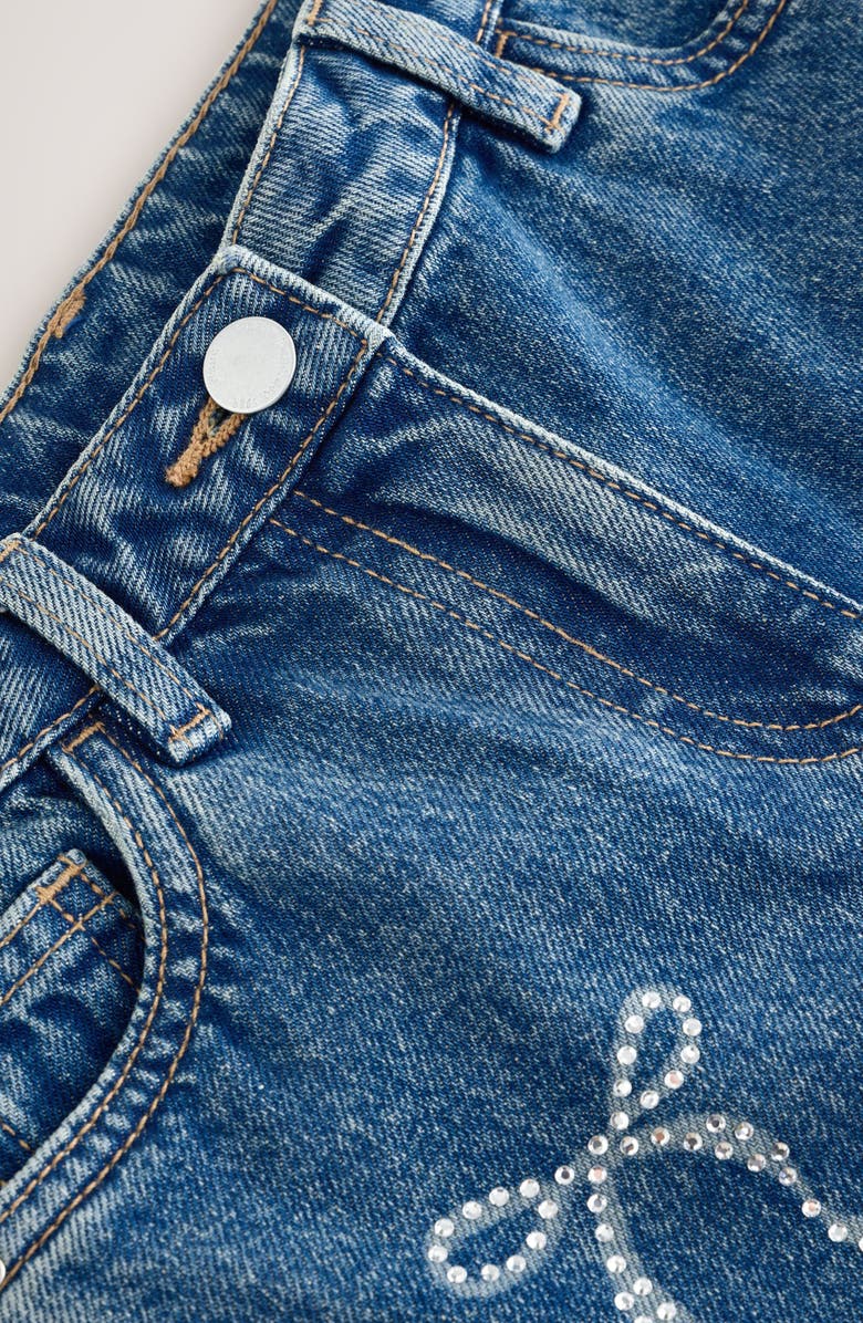 NEXT Kids' Sequin Bow Barrel Jeans, Alternate, color, Blue