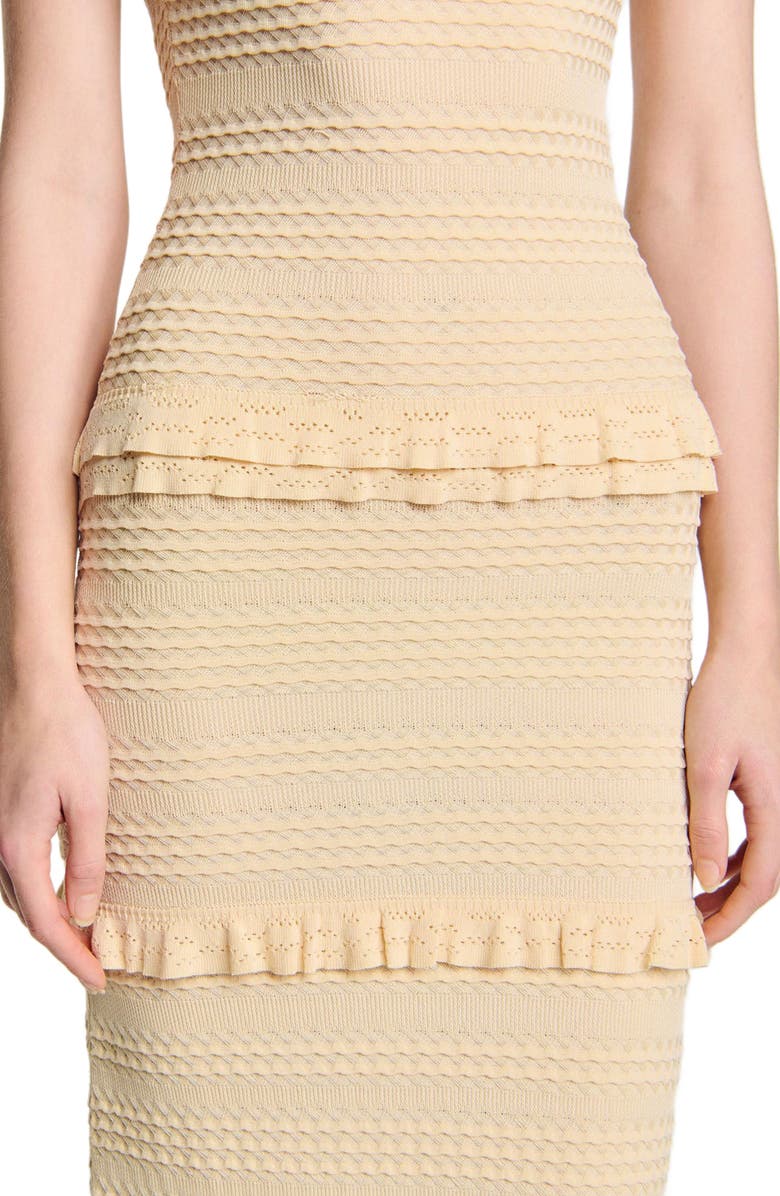 SANDRO Ruffled knit maxi dress, Alternate, color, 