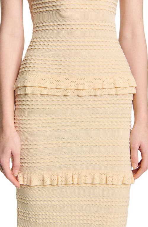 Sandro Womens Round-neck Frill-embroidered Knitted Maxi Dress Naturels In Ecru