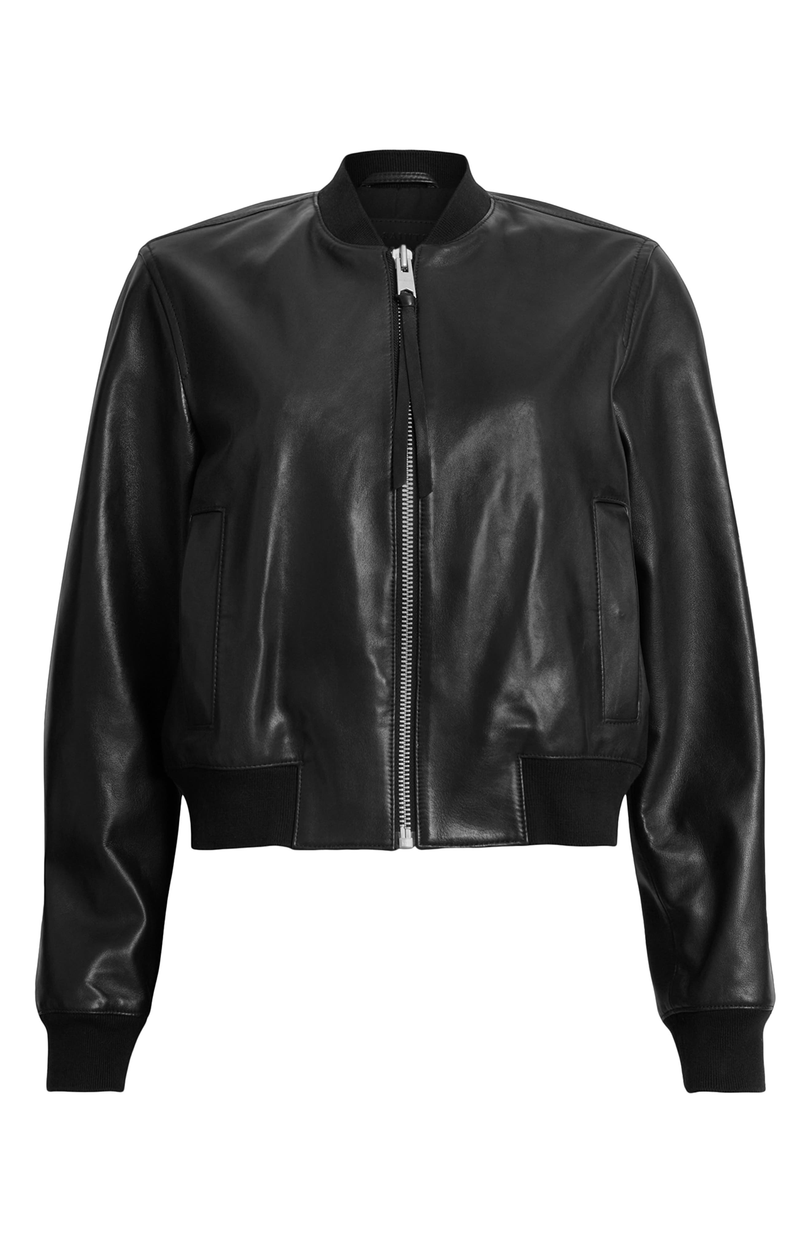 Женские куртки AllSaints Orten Leather Bomber Jacket — фото 6
