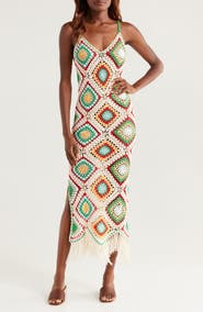 Elan Crochet Maxi Cover-Up Dress