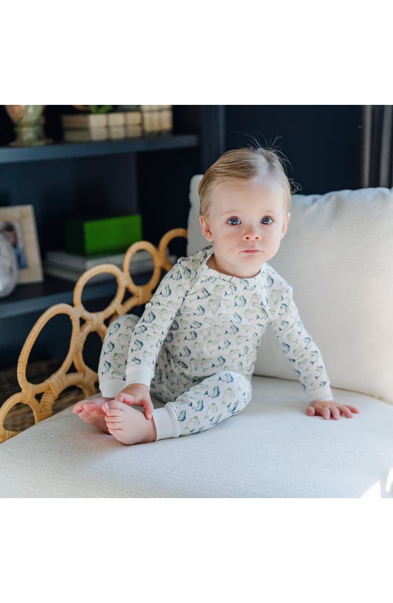 Lila and Hayes Parker Zipper Pajama, Alternate, color, Jumping Trout