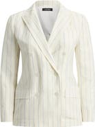 Lauren Ralph Lauren Stripe Double Breasted Linen Blazer