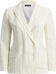 Lauren Ralph Lauren Stripe Double Breasted Linen Blazer