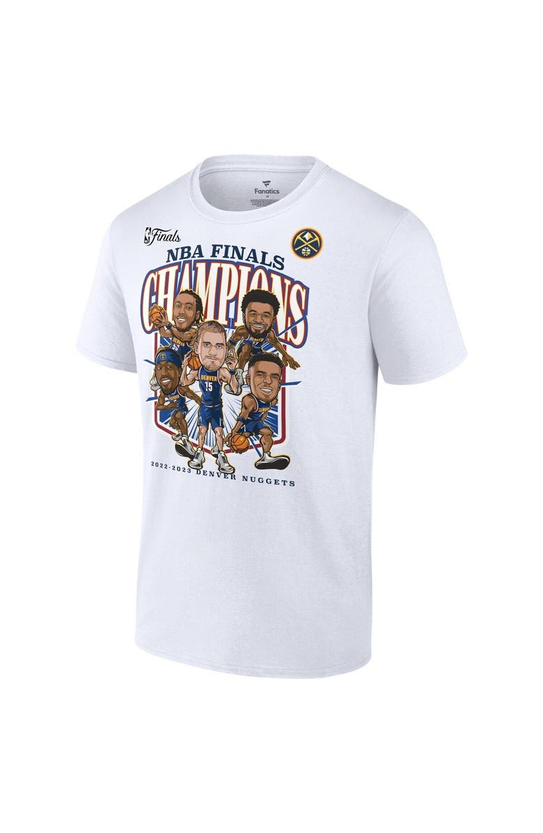 FANATICS Men's Fanatics Branded  White Denver Nuggets 2023 NBA Finals Champions Windmill Team Caricature T-Shirt, Alternate, color, 