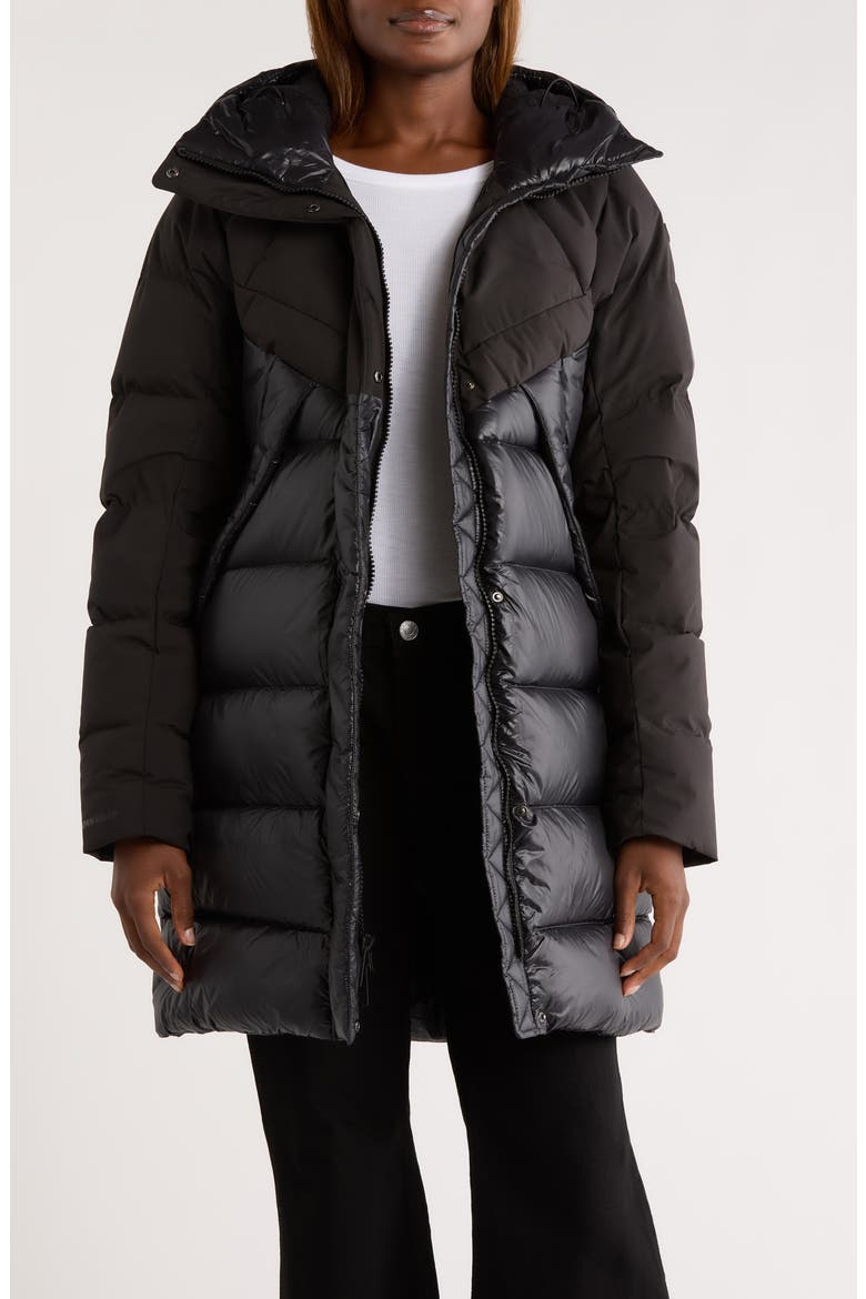 Winter Bliss 600 Fill Power Down Parka, Main, color, BLACK