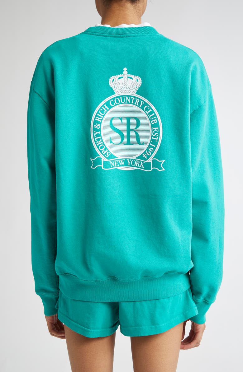 Sporty & Rich Royal Club Fleece Graphic Sweatshirt, Alternate, color, Spring Green