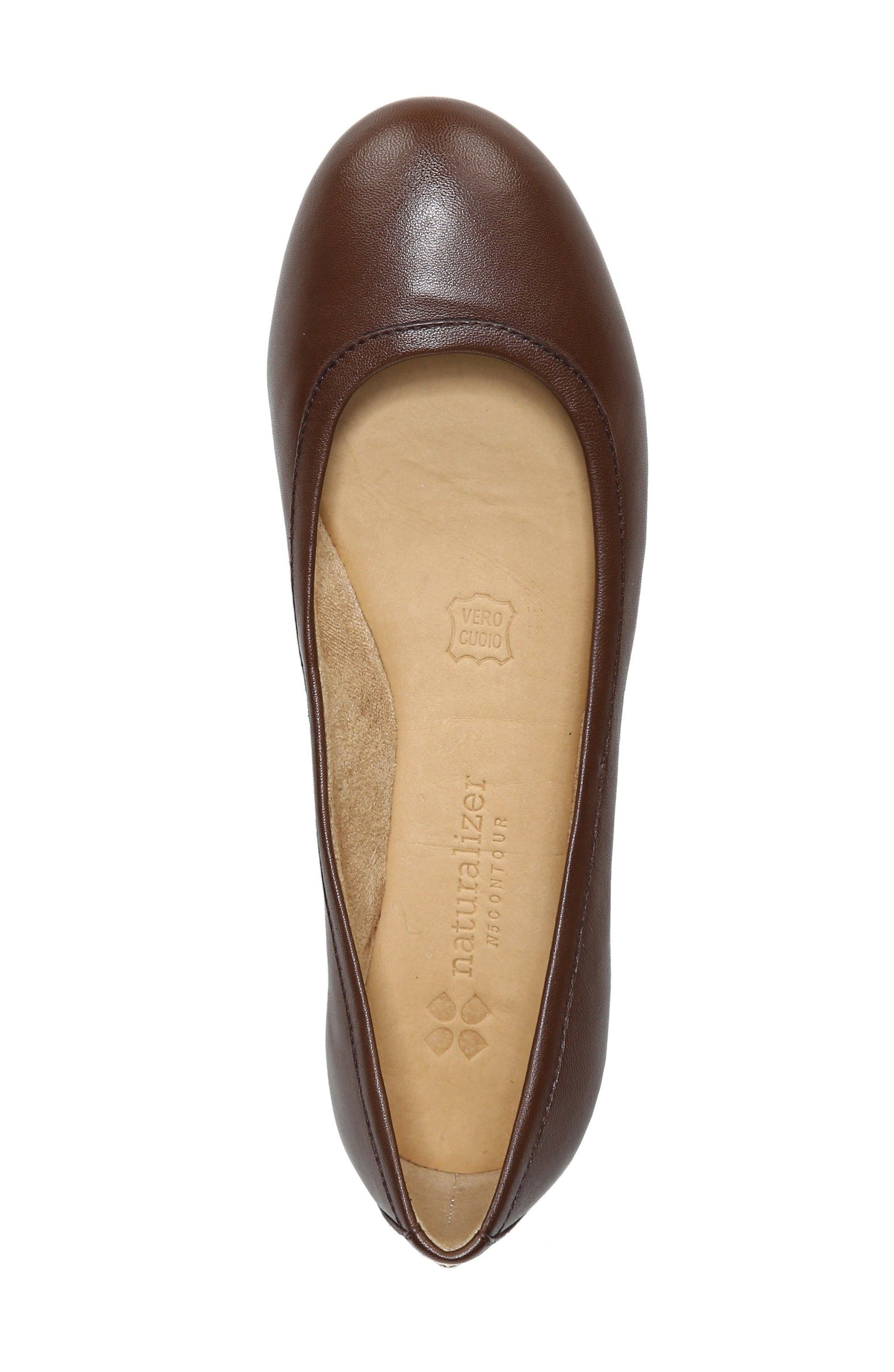 Brittany Ballet Flat, Alternate, color, BROWN LEATHER