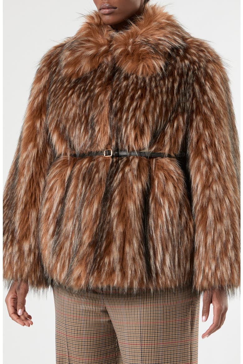 Erosi Faux Fur Short Coat, Main, color, CAMEL