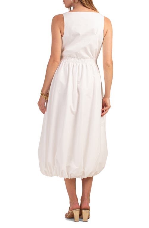Trina Turk Sought After Sleeveless Bubble Hem Midi Dress In White