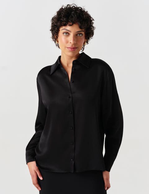 Esther Collared Satin Shirt