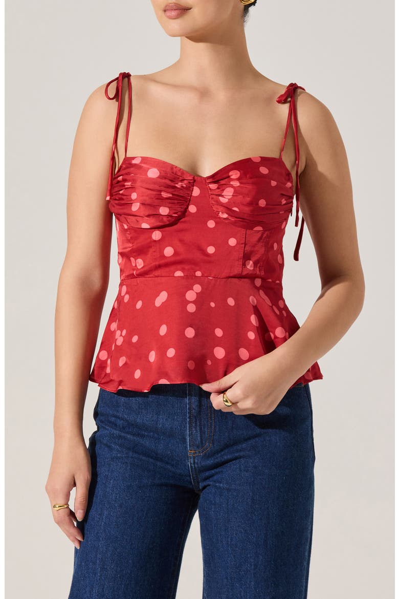 Selina Peplum Corset Top, Main, color, RED POLKA DOT
