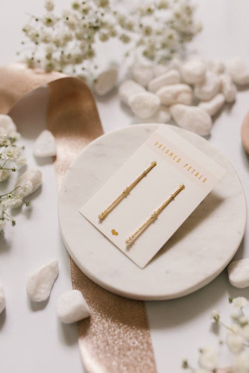 Untamed Petals Eternity Pave Linear Drop Earrings In Gold