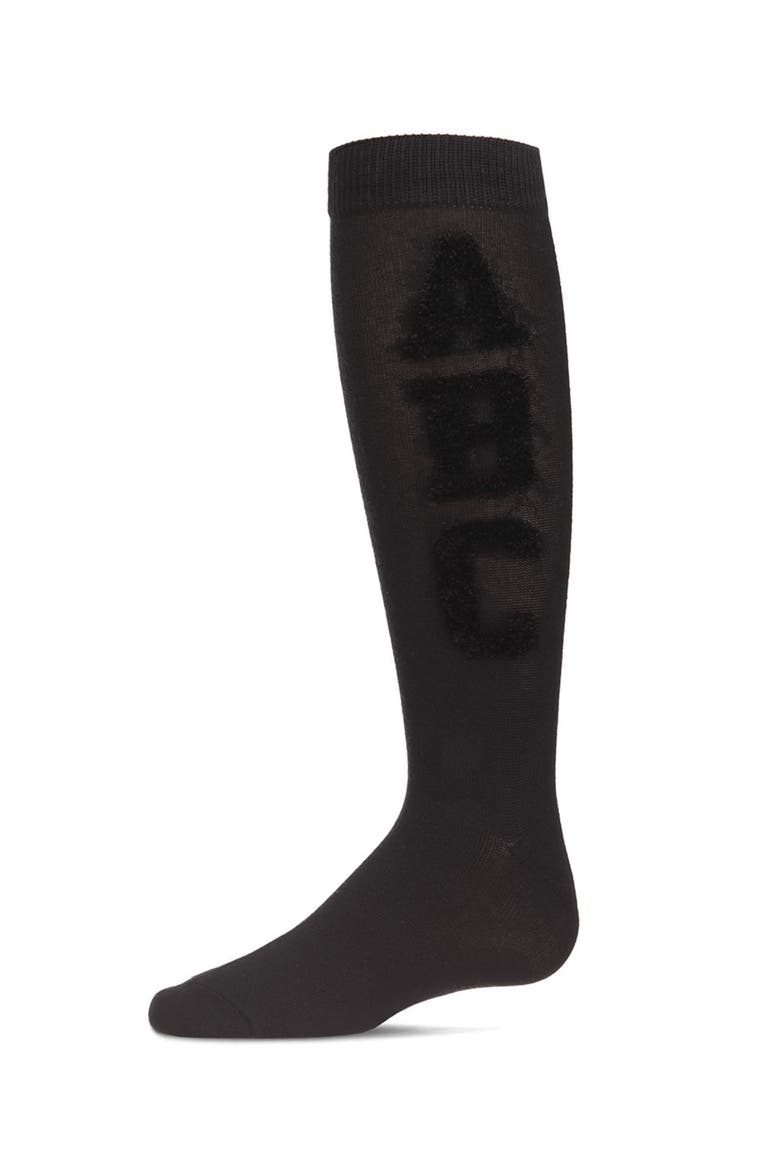 Chenille ABC Knee-High Socks, Main, color, Black