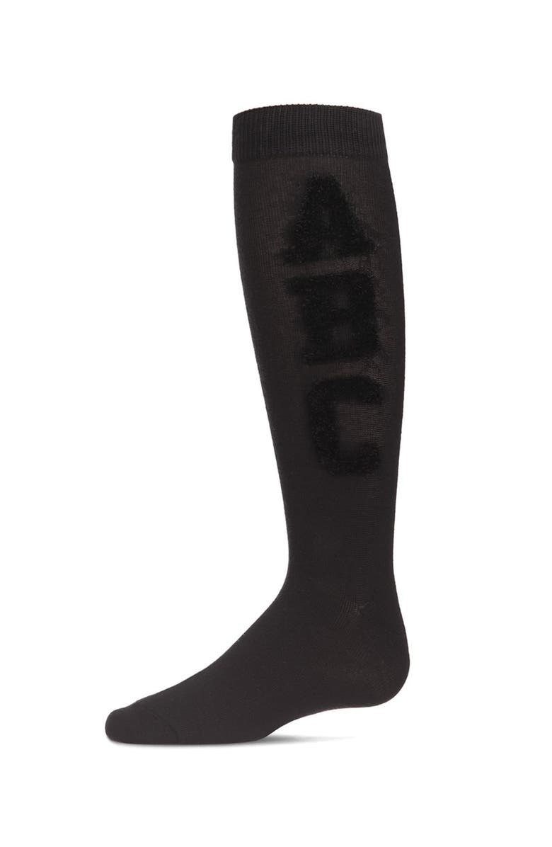 MeMoi Chenille ABC Knee-High Socks, Main, color, Black