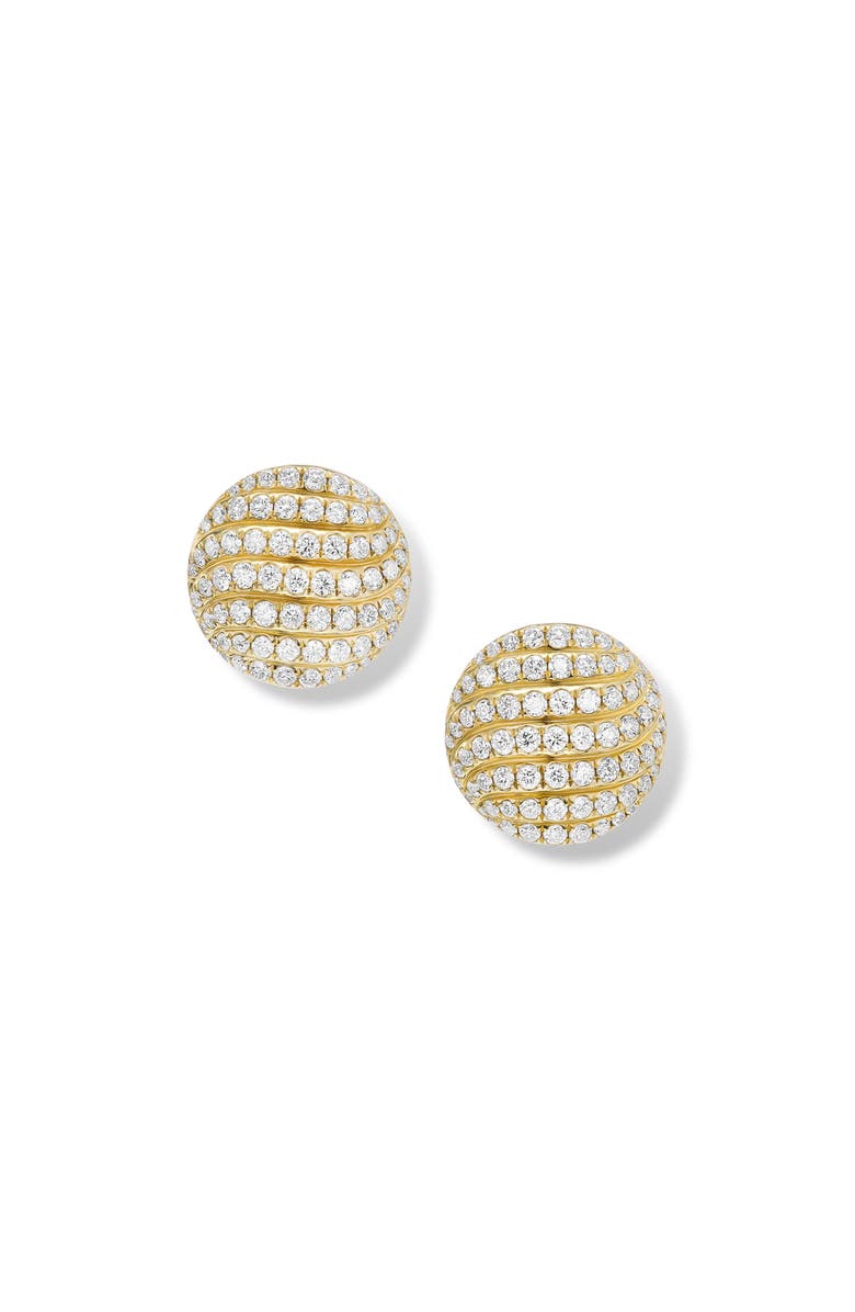 David Yurman Sculpted Cable Pavé Diamond Stud Earrings, Main, color, 18K Yellow Gold/ Diamond