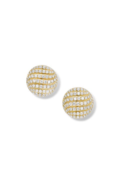 Sculpted Cable Pavé Diamond Stud Earrings